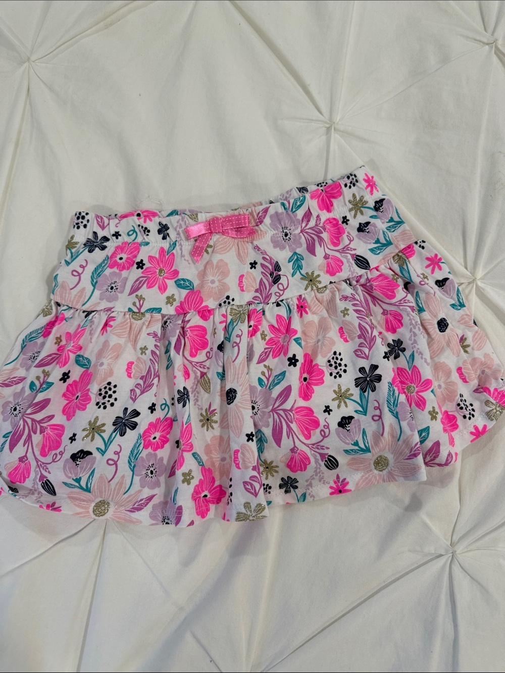 Girls Floral Tiered Skirt - Pink & Multi